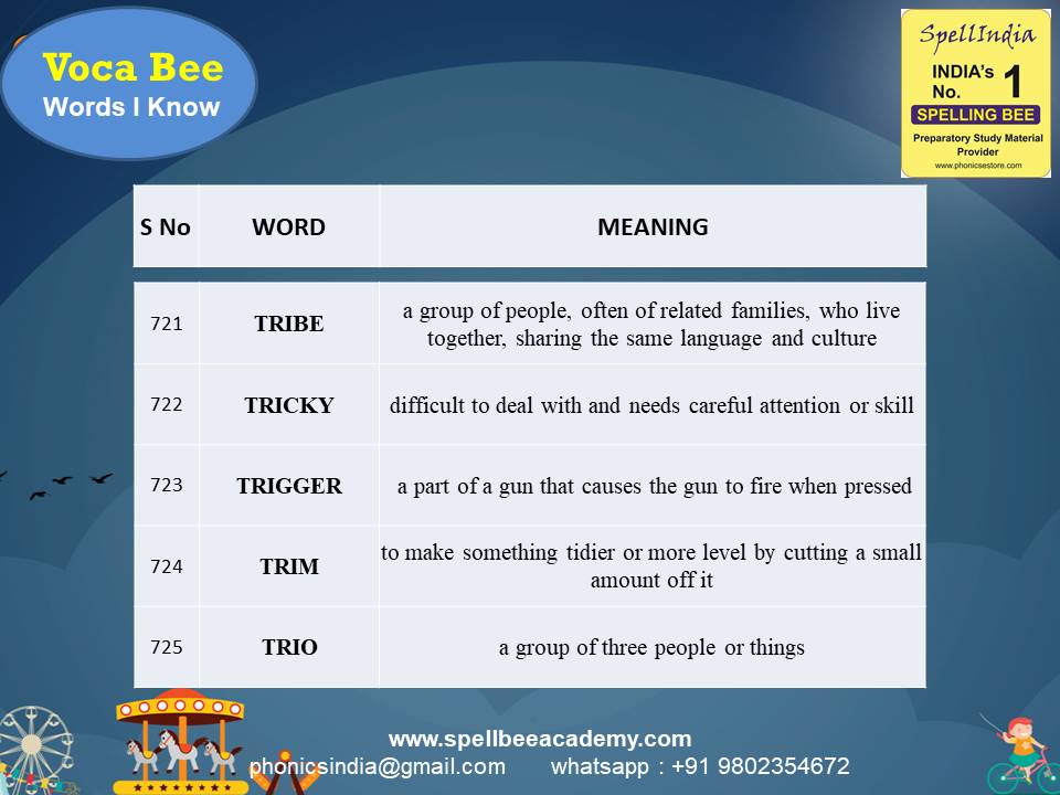 spelling bee exam Questions for Class 1 2 3 4 5 to