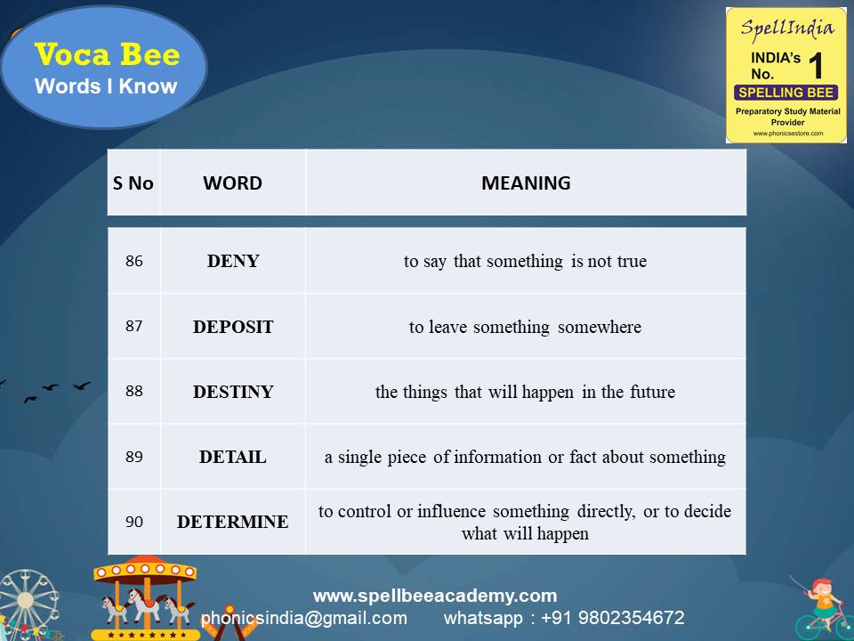 spell bee exam for Class 1 2 3 4 5 to