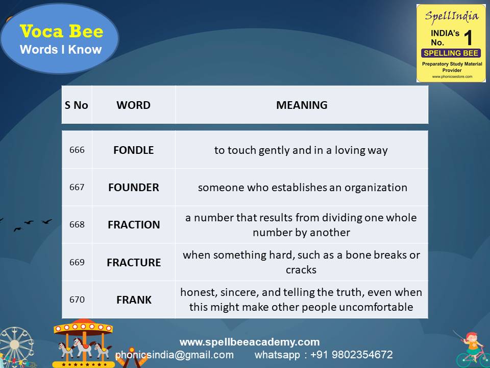 spelling bee exam Questions for Class 1 2 3 4 5 to
