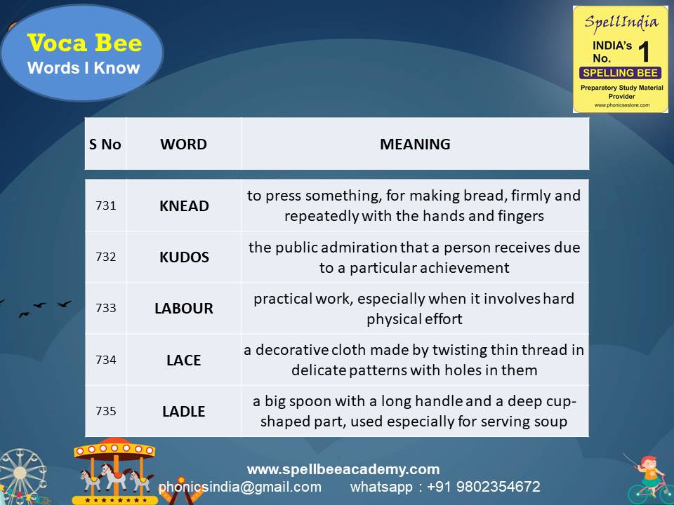 spelling bee exam Questions for Class 1 2 3 4 5 to