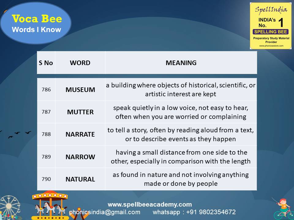 spelling bee exam Questions for Class 1 2 3 4 5 to
