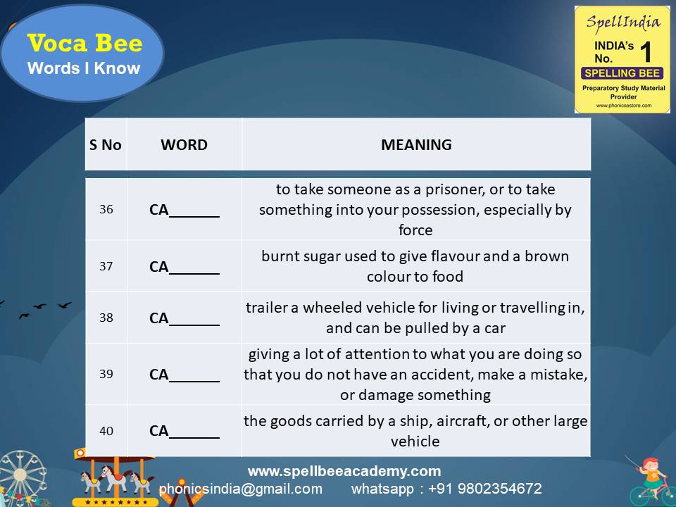 class 3 spell bee competition exam spelling