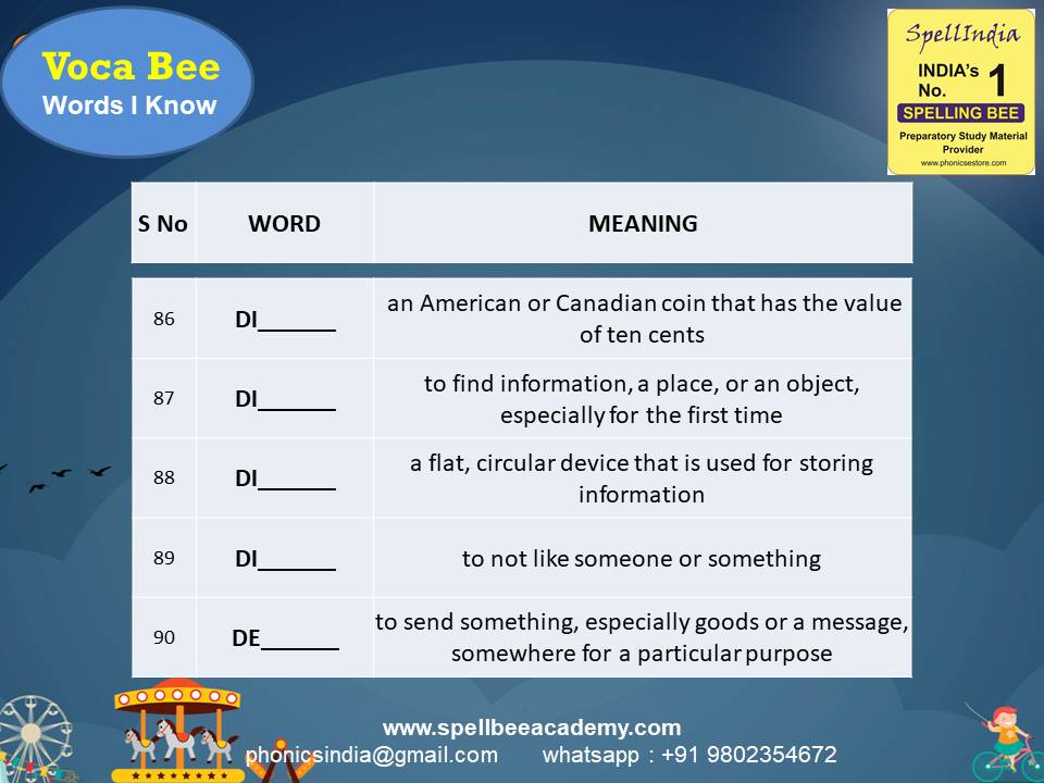 class 3 spell bee competition exam spelling