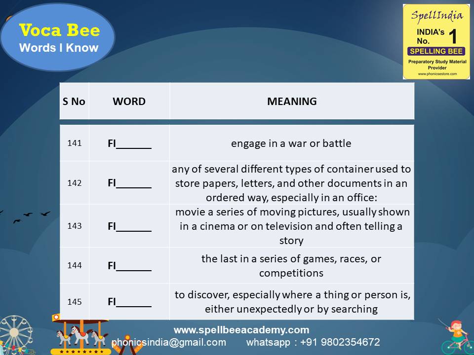 class 3 spell bee competition exam spelling