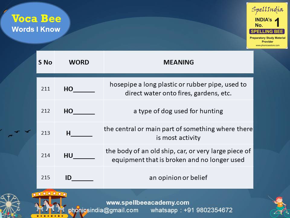 class 3 spell bee competition exam spelling