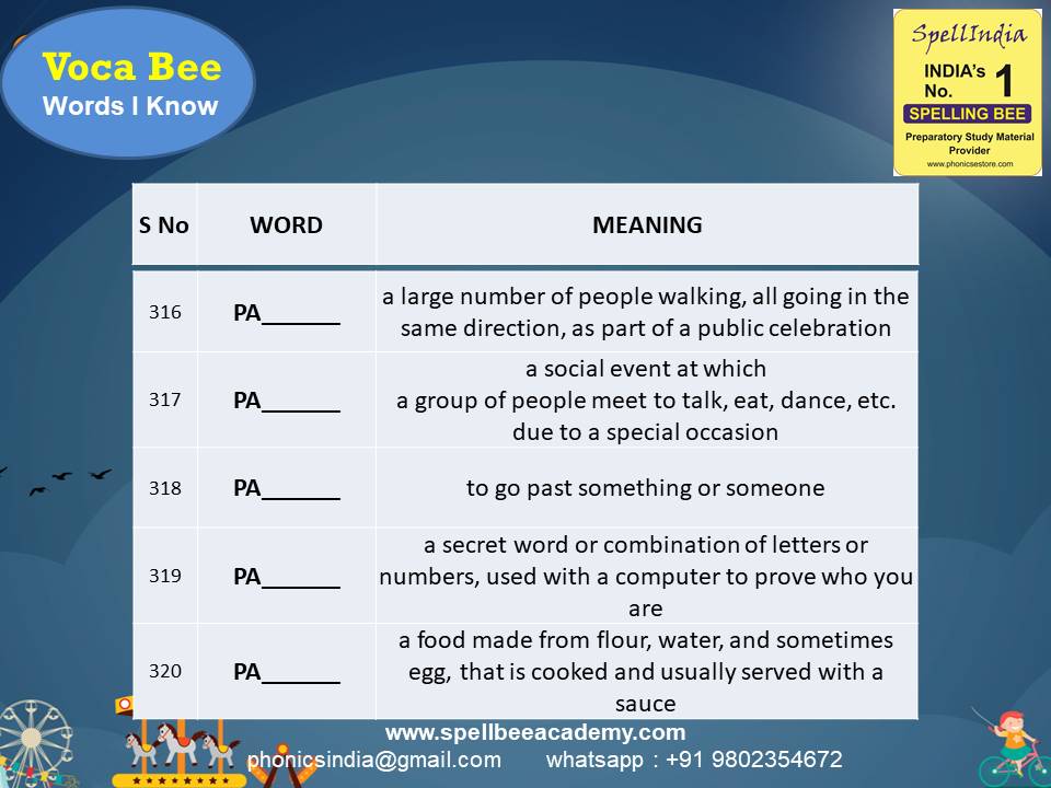 class 3 spell bee competition exam spelling
