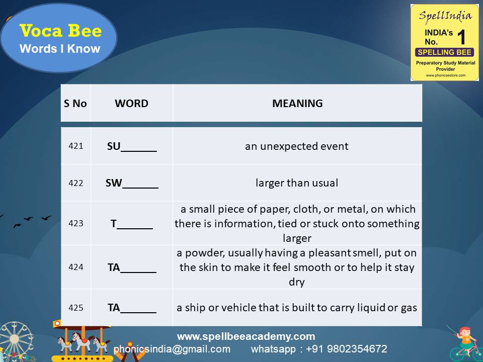 class 3 spell bee competition exam spelling