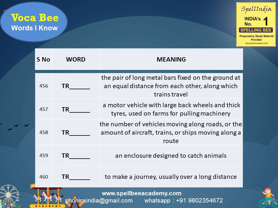 spell bee exam Questions for Class 1 2 3 4 5 to