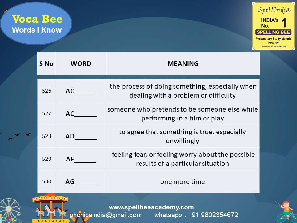 class 3 spell bee competition exam spelling