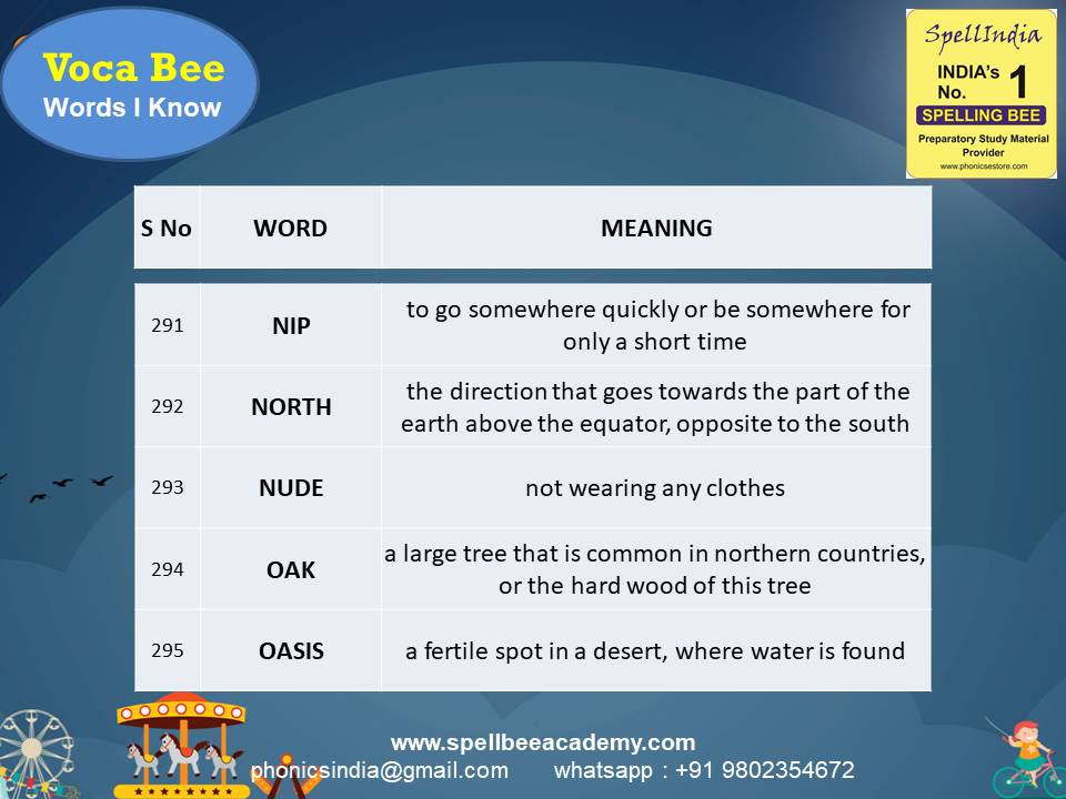 spell bee exam Olympiad Questions for Class 1 2 3 4 5 to