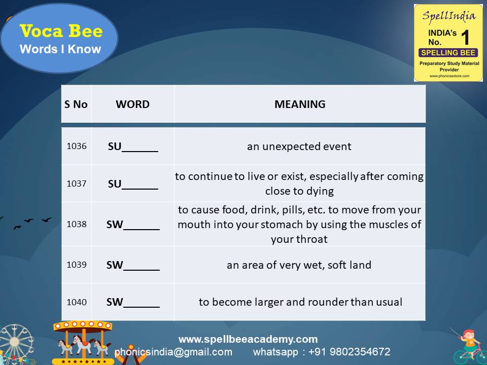 class 3 spell bee competition exam spelling