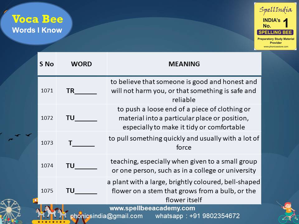 class 3 spell bee competition exam spelling