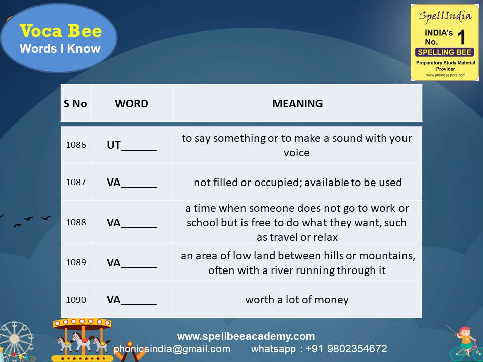 class 3 spell bee competition exam spelling