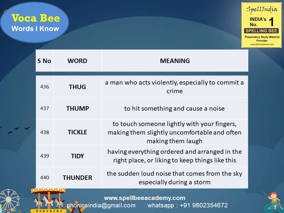 spell bee exam Questions for Class 1 2 3 4 5 to