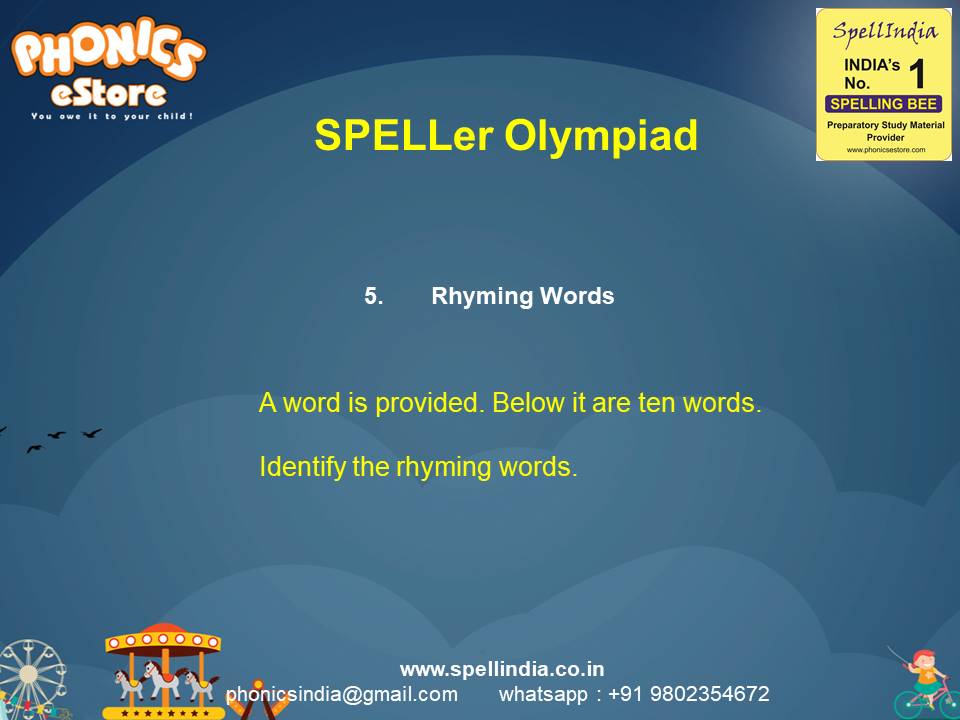 Spelling Spell Bee Olympiad Sample Questions for Class 1
