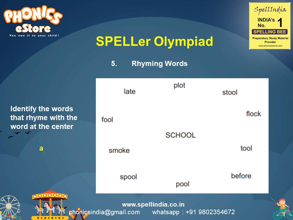 Spelling Spell Bee Olympiad Sample Questions for Class 1