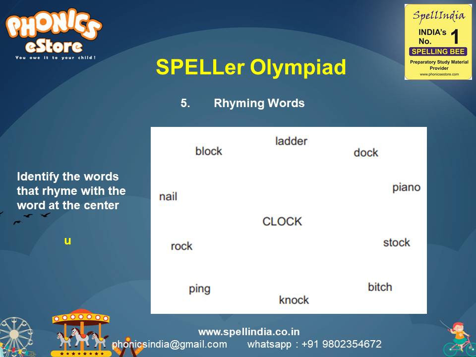 Spelling Spell Bee Olympiad Sample Questions for Class 1