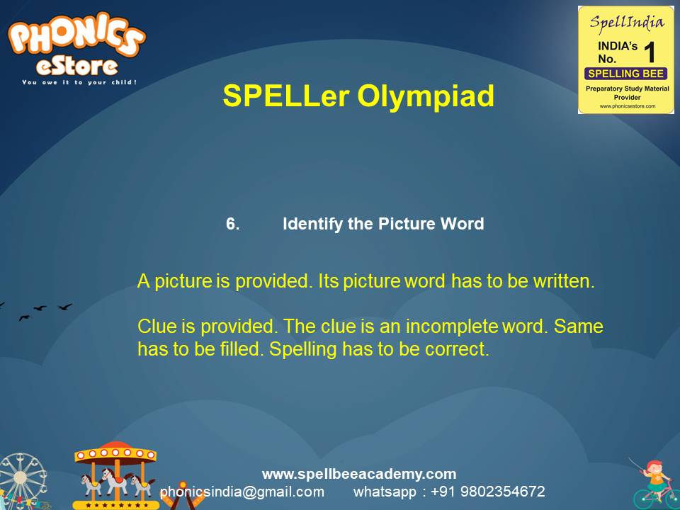 Spelling Spell Bee Olympiad Sample Questions for Class 1