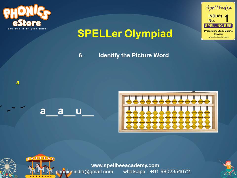 Spelling Spell Bee Olympiad Sample Questions for Class 1