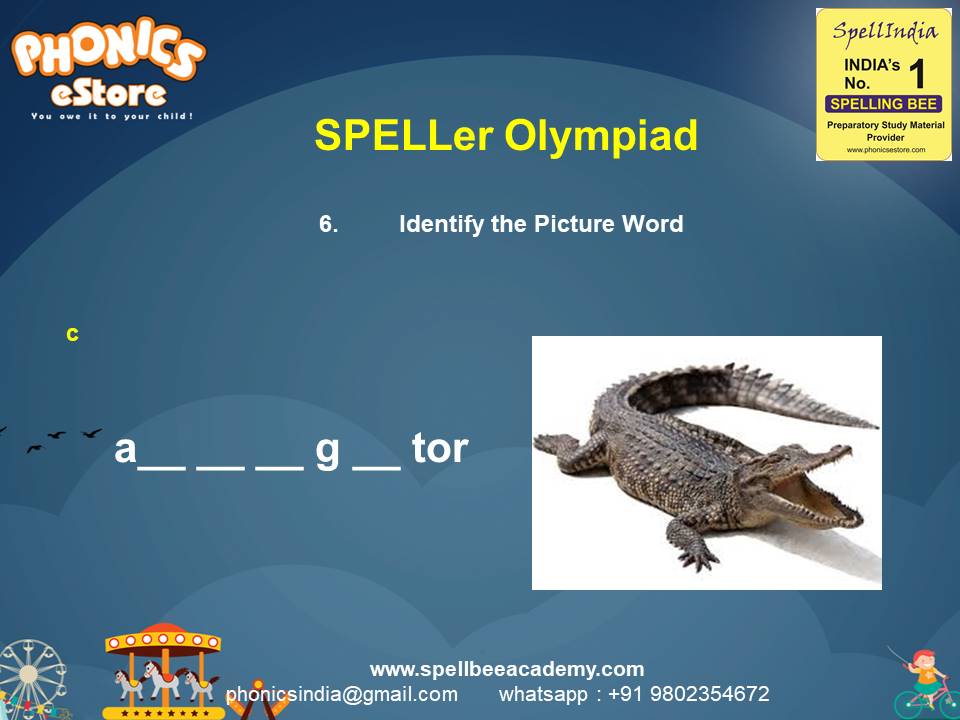 Spelling Spell Bee Olympiad Sample Questions for Class 1