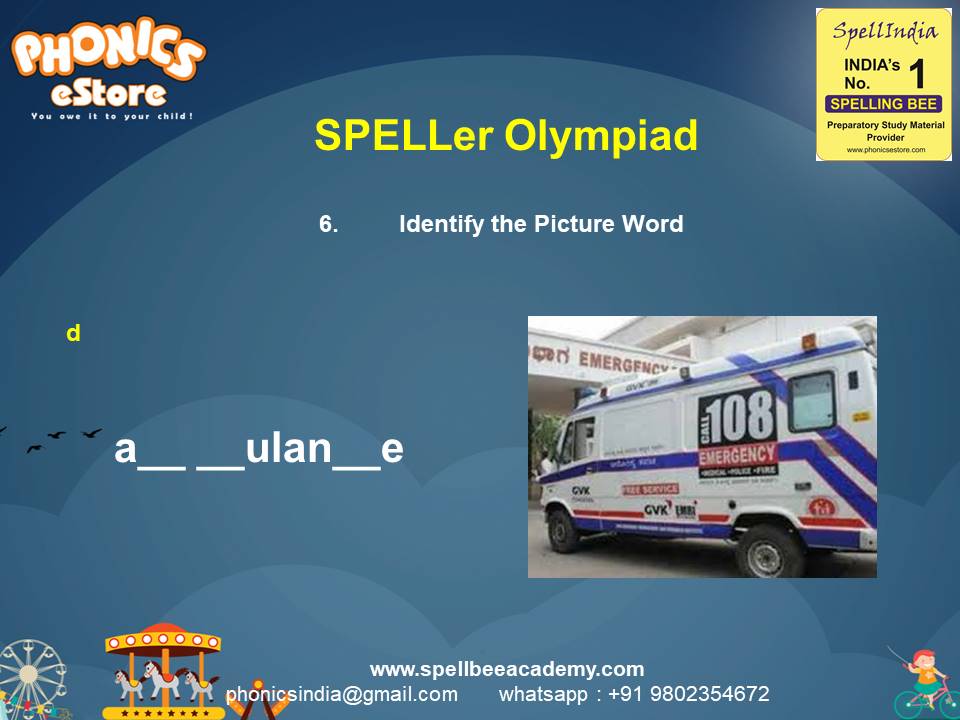 Spelling Spell Bee Olympiad Sample Questions for Class 1