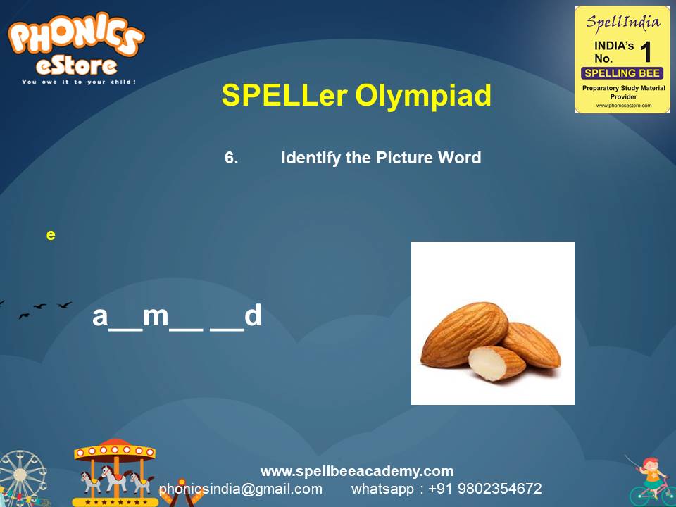 Spelling Spell Bee Olympiad Sample Questions for Class 1