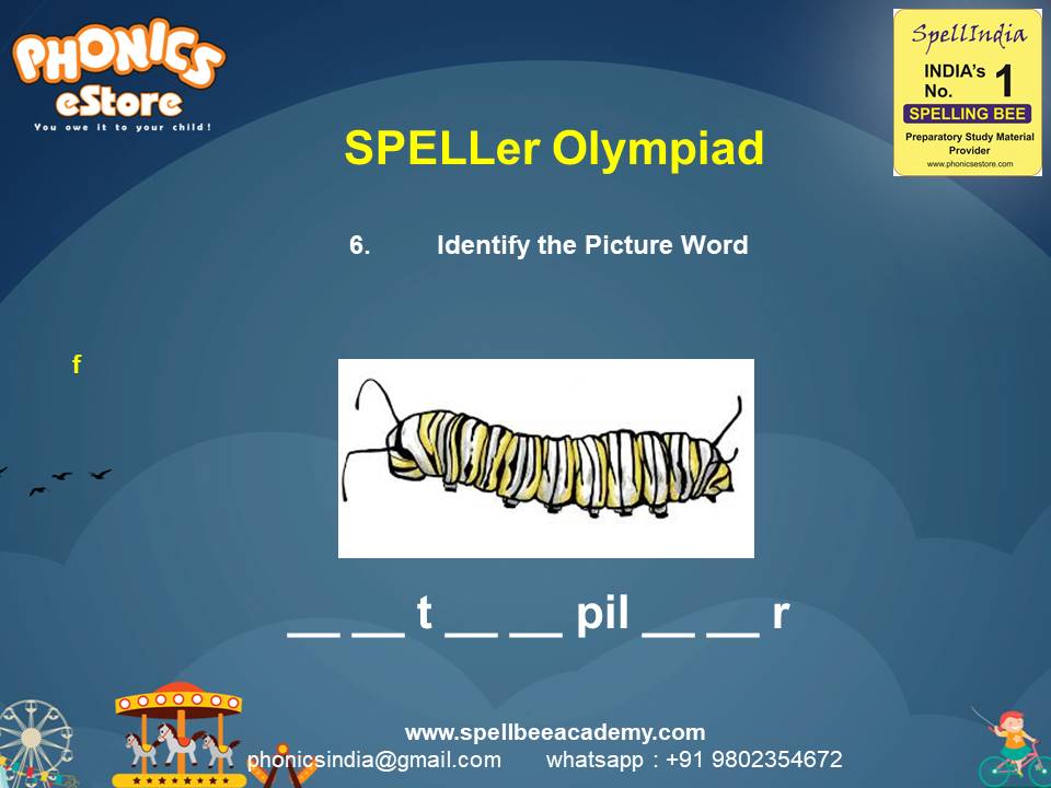 Spelling Spell Bee Olympiad Sample Questions for Class 1