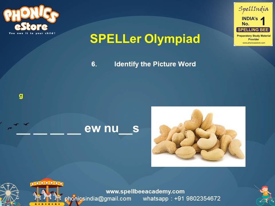 Spelling Spell Bee Olympiad Sample Questions for Class 1