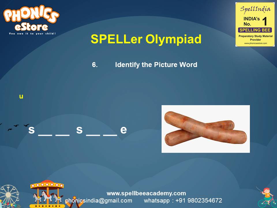 Spelling Spell Bee Olympiad Sample Questions for Class 1