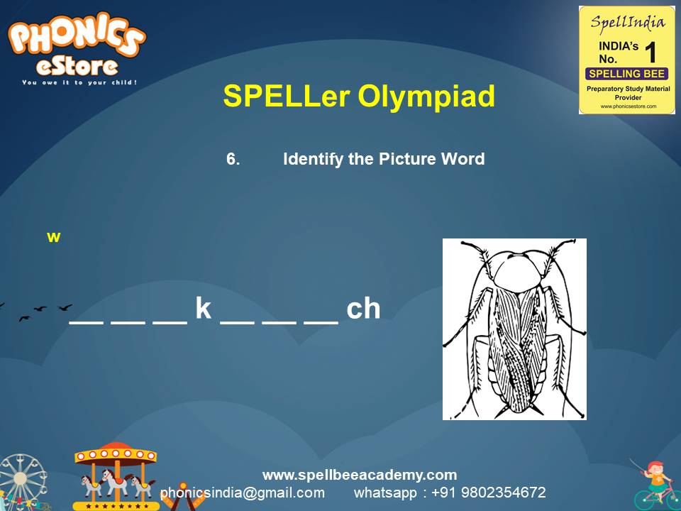 Spelling Spell Bee Olympiad Sample Questions for Class 1