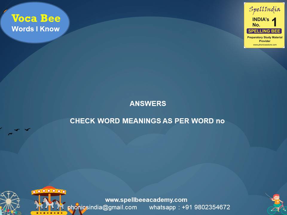 Spelling Spell Bee Olympiad Sample Questions for Class 1