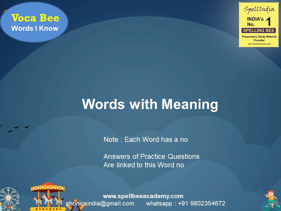Spelling Spell Bee Olympiad Sample Questions for Class 1