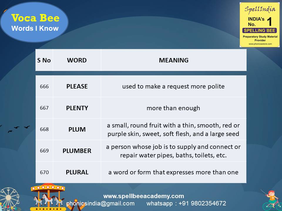 Spelling Spell Bee Olympiad Sample Questions for Class 2