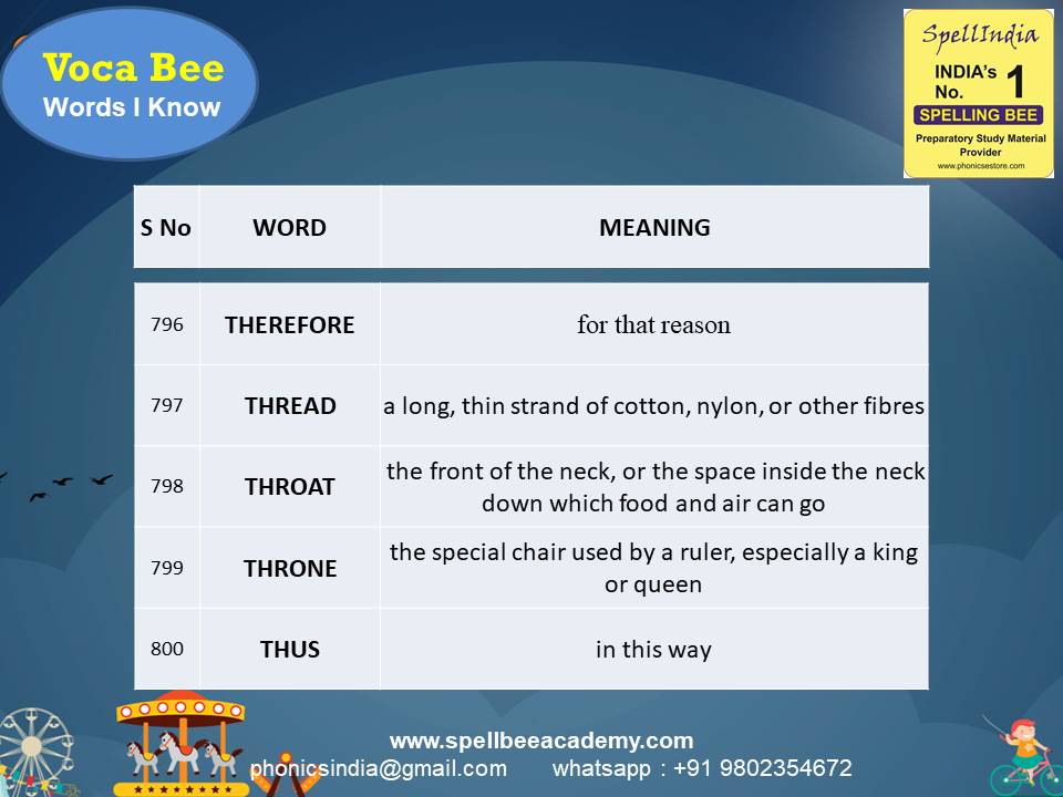 Spelling Spell Bee Olympiad Sample Questions for Class 2