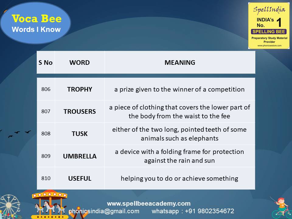 Spelling Spell Bee Olympiad Sample Questions for Class 2
