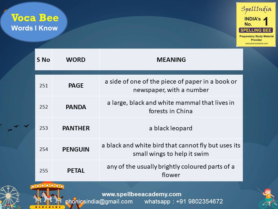 Spelling Spell Bee Olympiad Sample Questions for Class 2