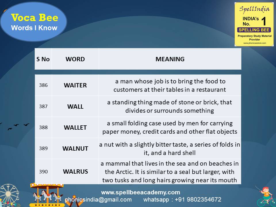Spelling Spell Bee Olympiad Sample Questions for Class 2