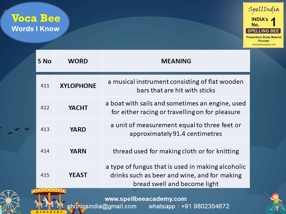 Spelling Spell Bee Olympiad Sample Questions for Class 2